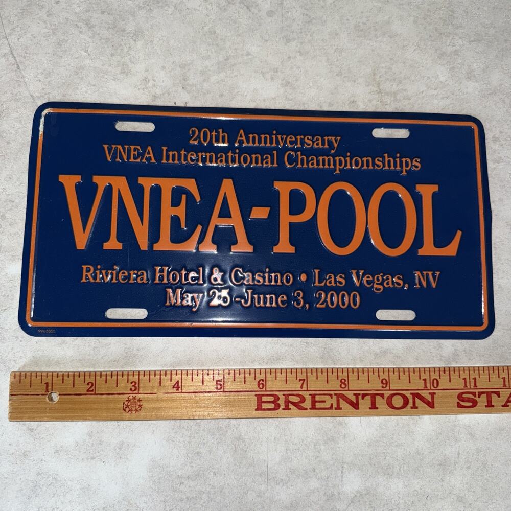 Valley National 8 Ball Champion 2000 VNEA 20th Las Vegas license plate Riviera